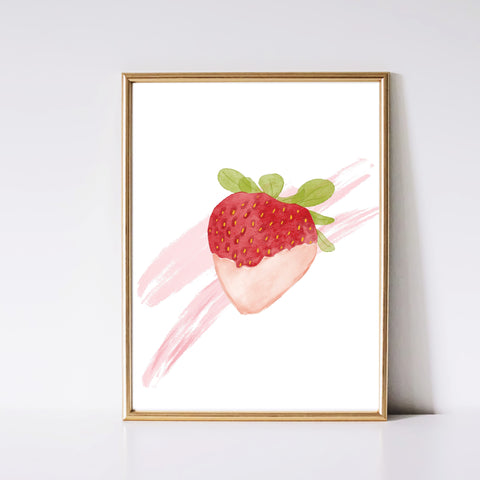 Strawberries and Cream Watercolor Art Print